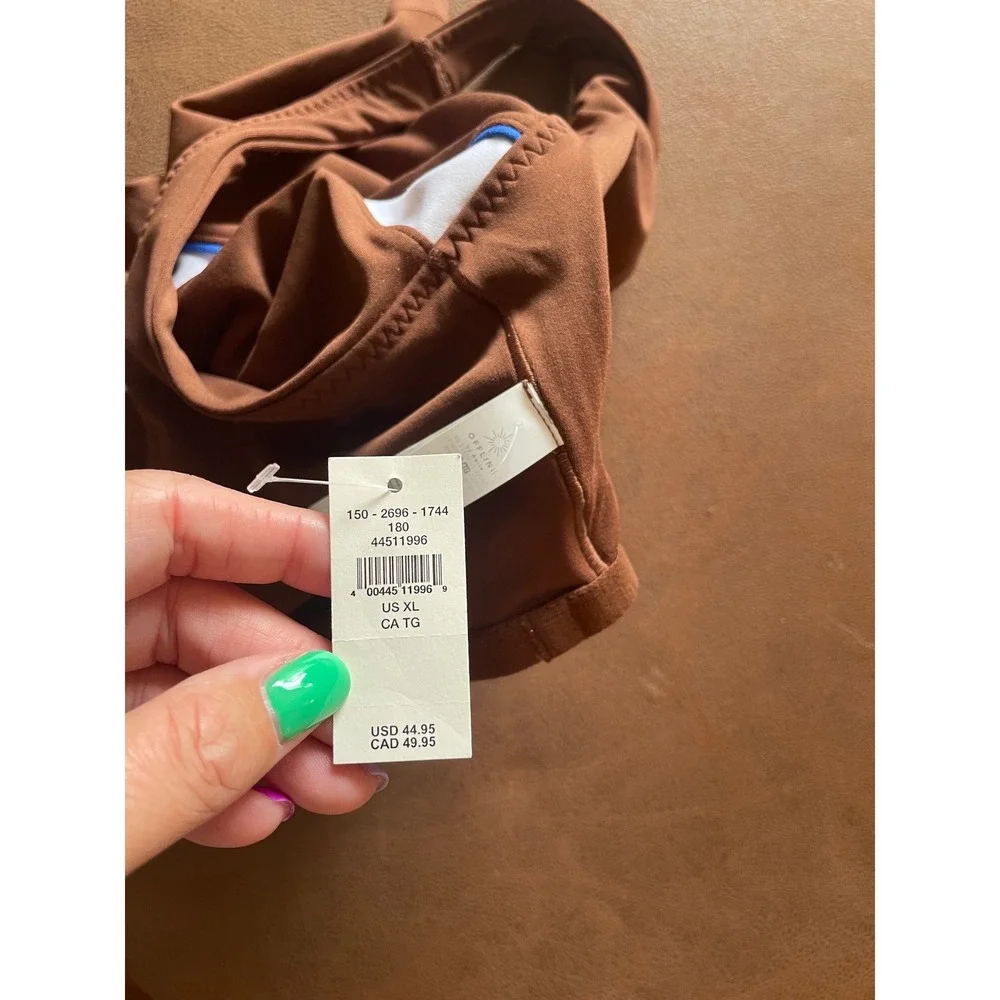 OFFLINE by Aerie Real Me Strappy Sports Bra Brown White Stripe XL NEW